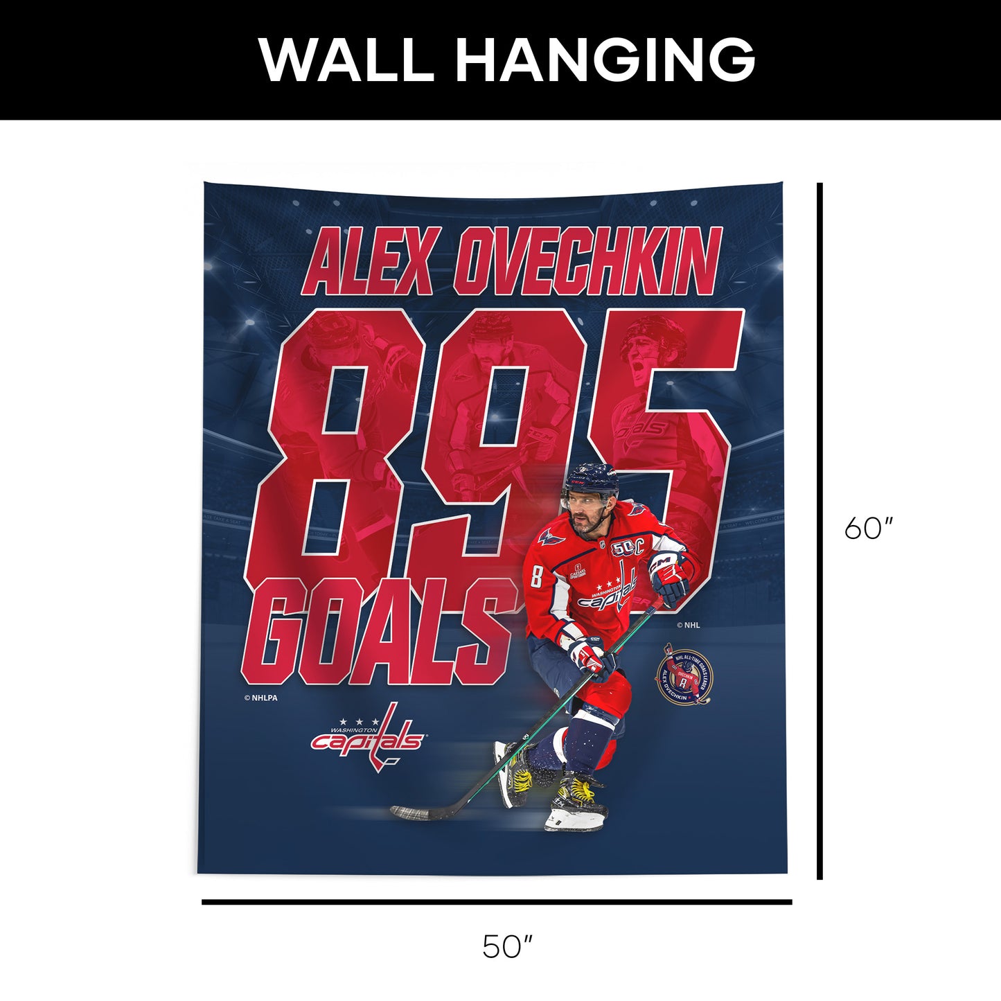 Washington Capitals Alex Ovechkin 895 GOALS Wall Hanging Banner dimensions