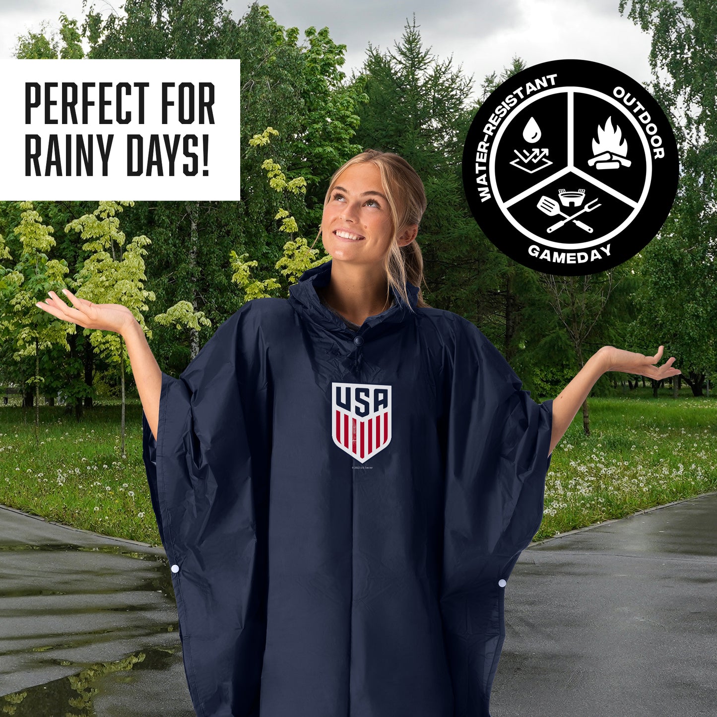 US Soccer hooded rain poncho