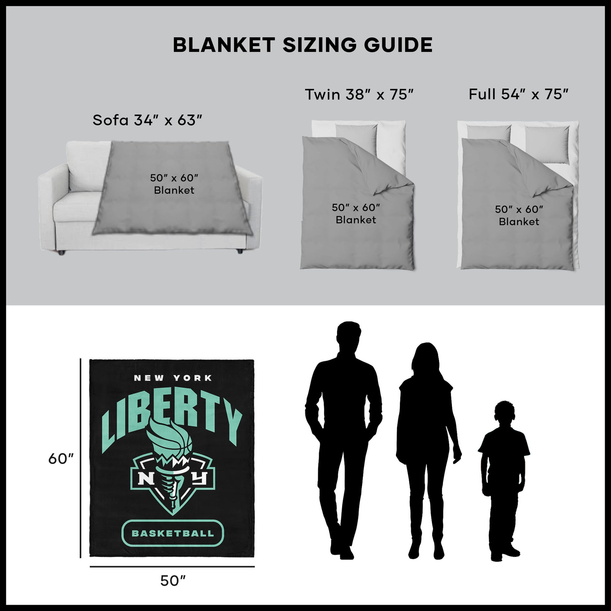 New York Liberty throw blanket dimensions
