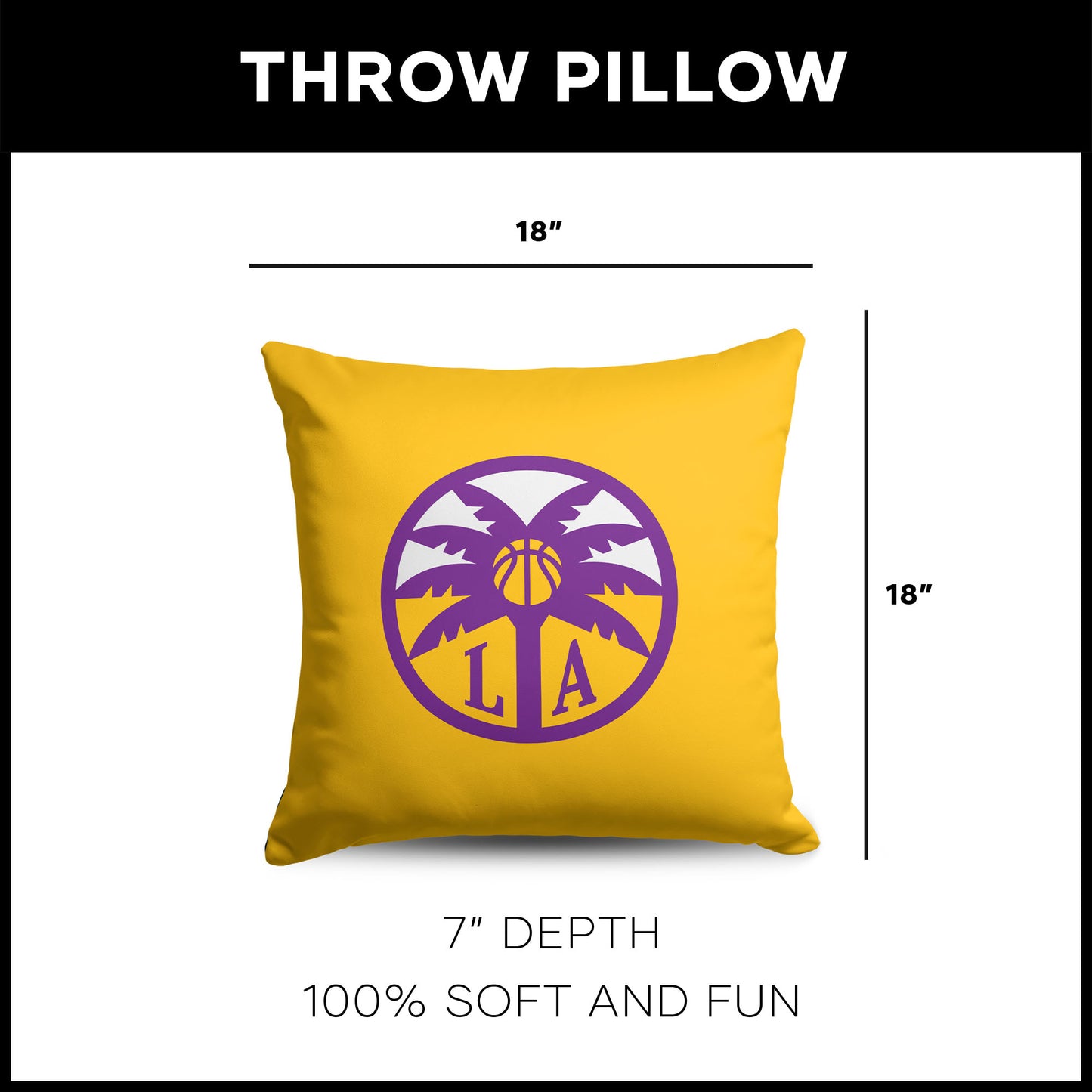 Los Angeles Sparks WNBA Throw Pillow dimensions