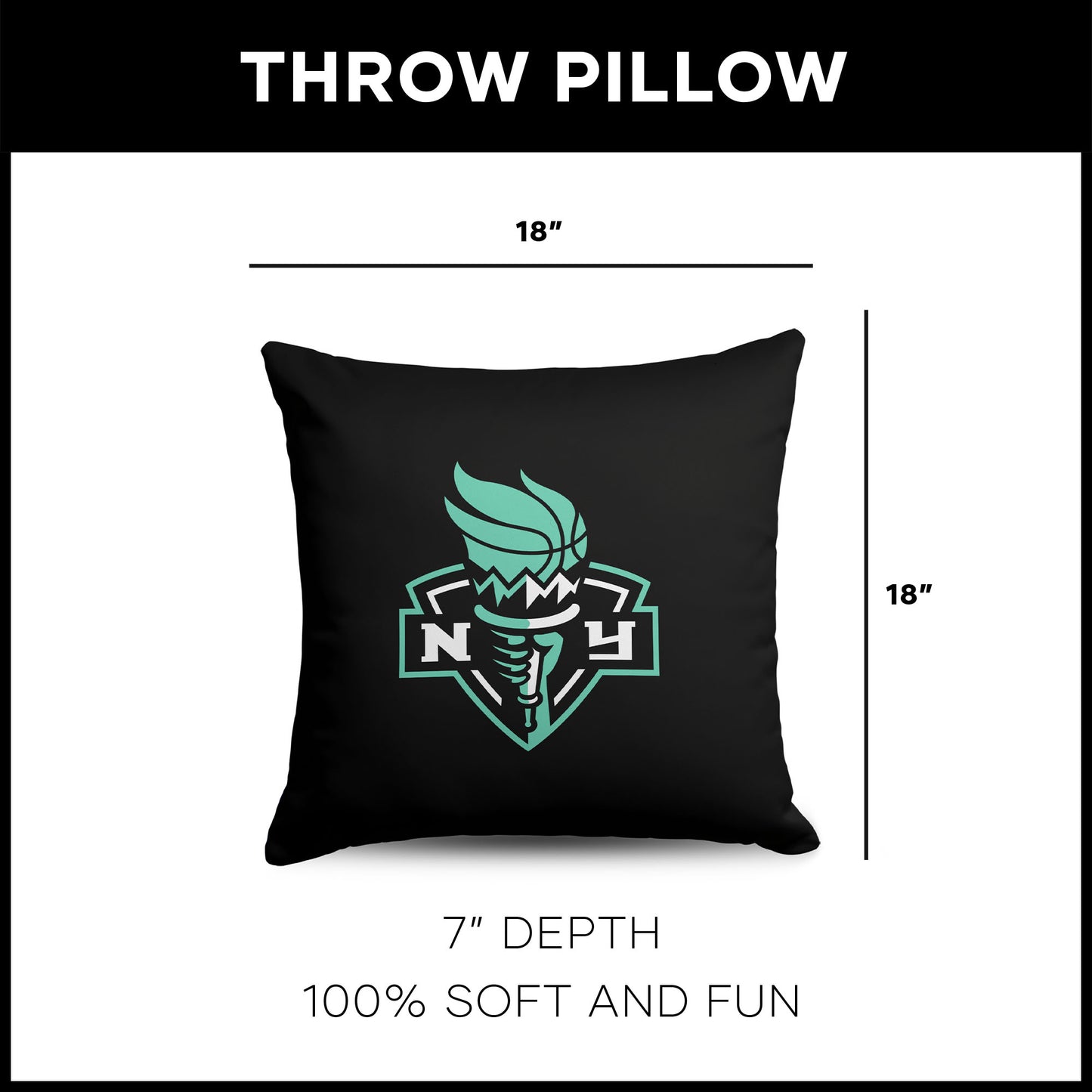 New York Liberty WNBA Throw Pillow dimensions