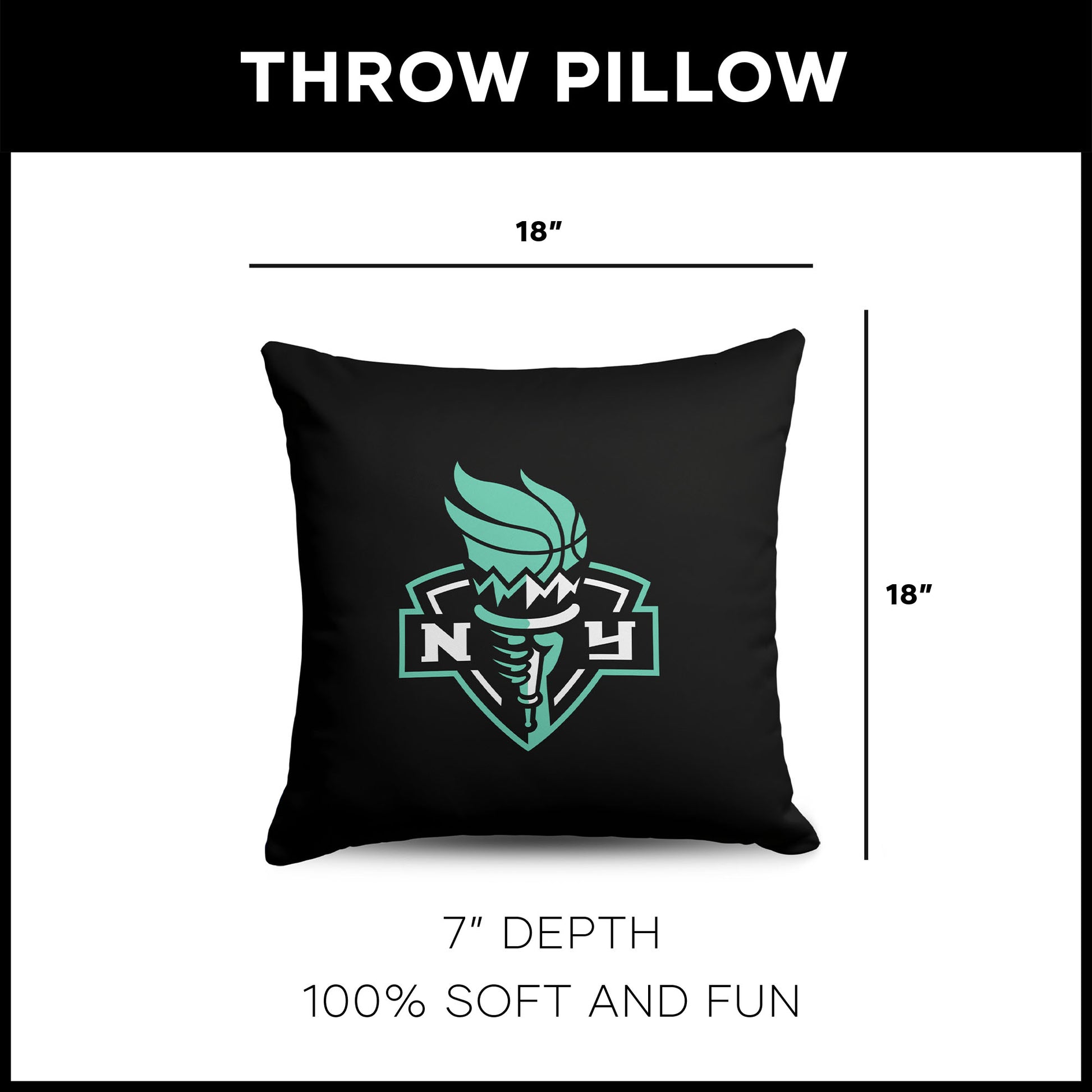 New York Liberty WNBA Throw Pillow dimensions