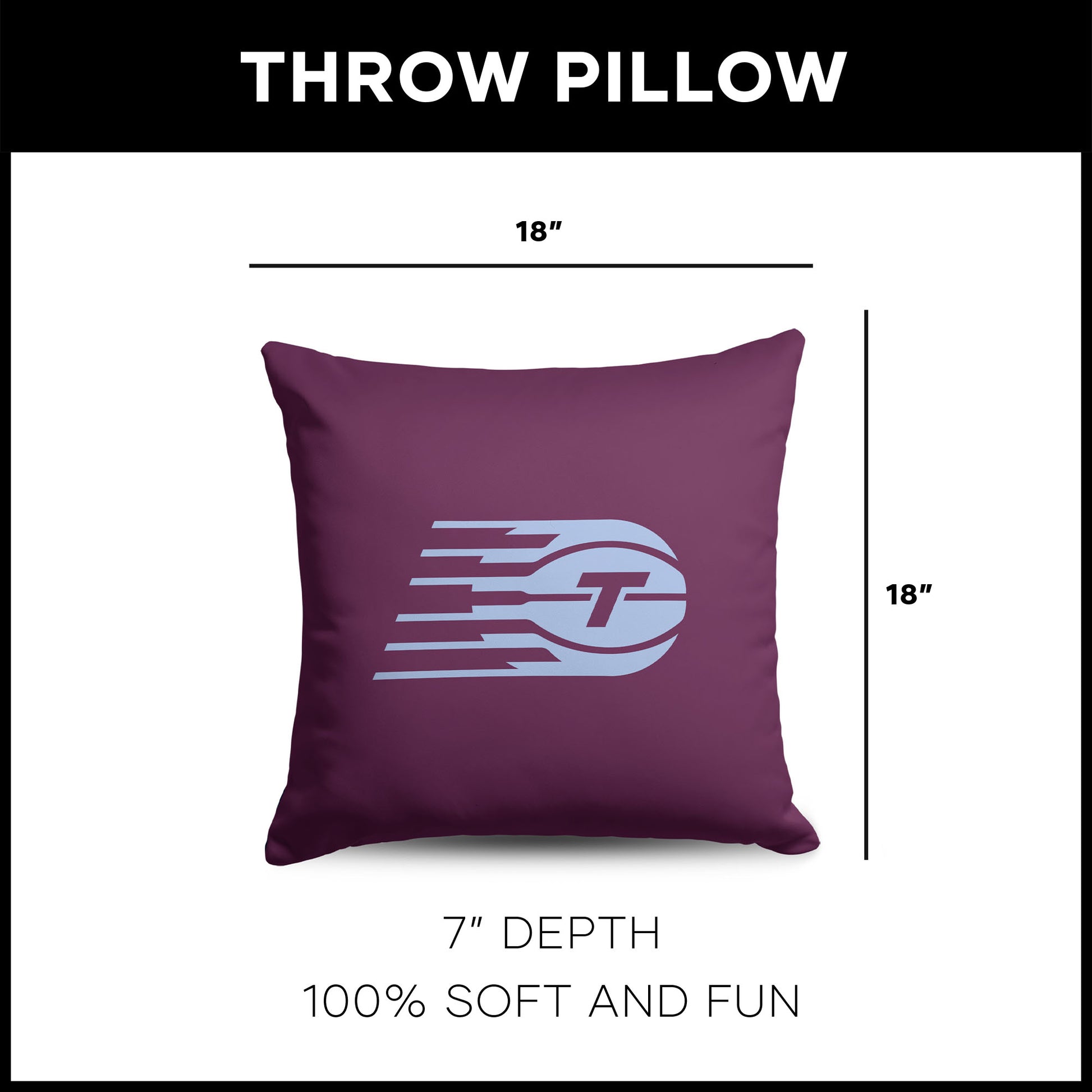Toronto Tempo WNBA Throw Pillow dimensions