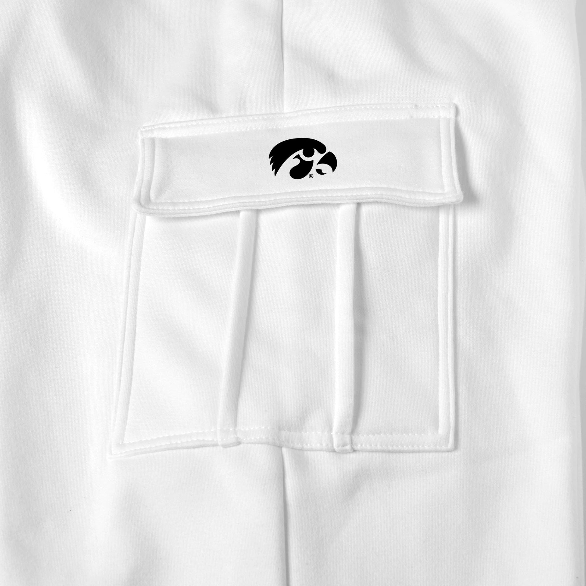 Iowa Hawkeyes white sweat pants logo