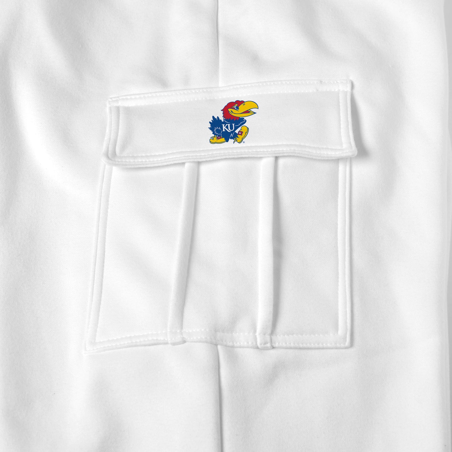 Kansas Jayhawks white sweat pants logo