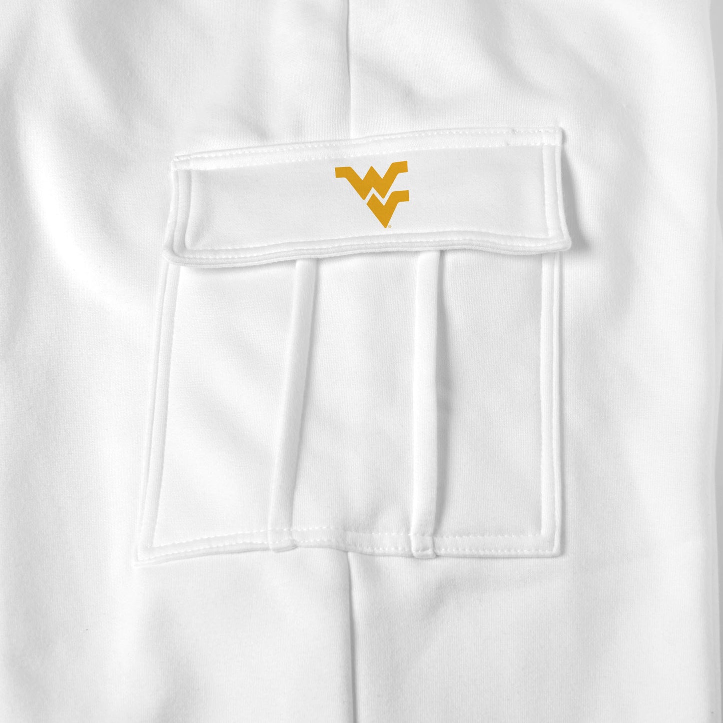 West Virginia Mountaineers white sweat pants logo