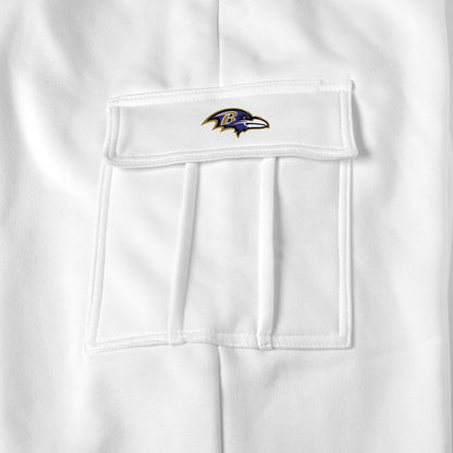 Baltimore Ravens white sweat pants logo