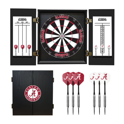 Alabama Crimson Tide Dart Board Cabinet Set
