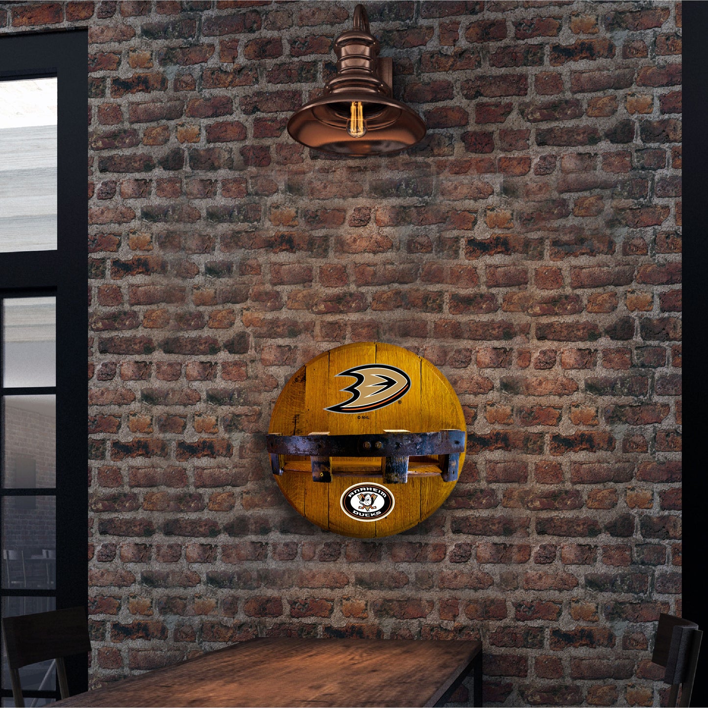 Anaheim Ducks whiskey barrel shelf lifestyle