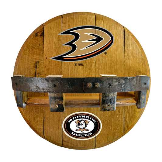 Anaheim Ducks whiskey barrel shelf