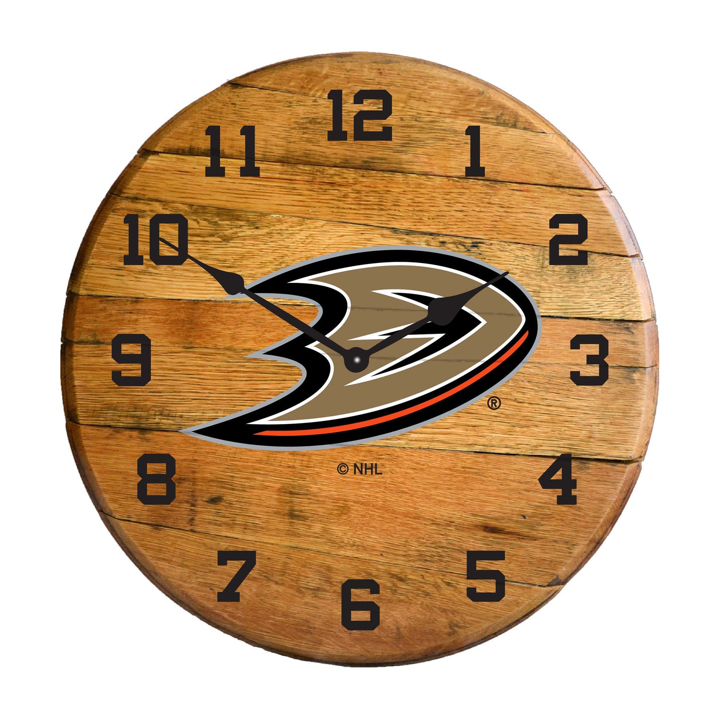 Anaheim Ducks whiskey barrel wall clock