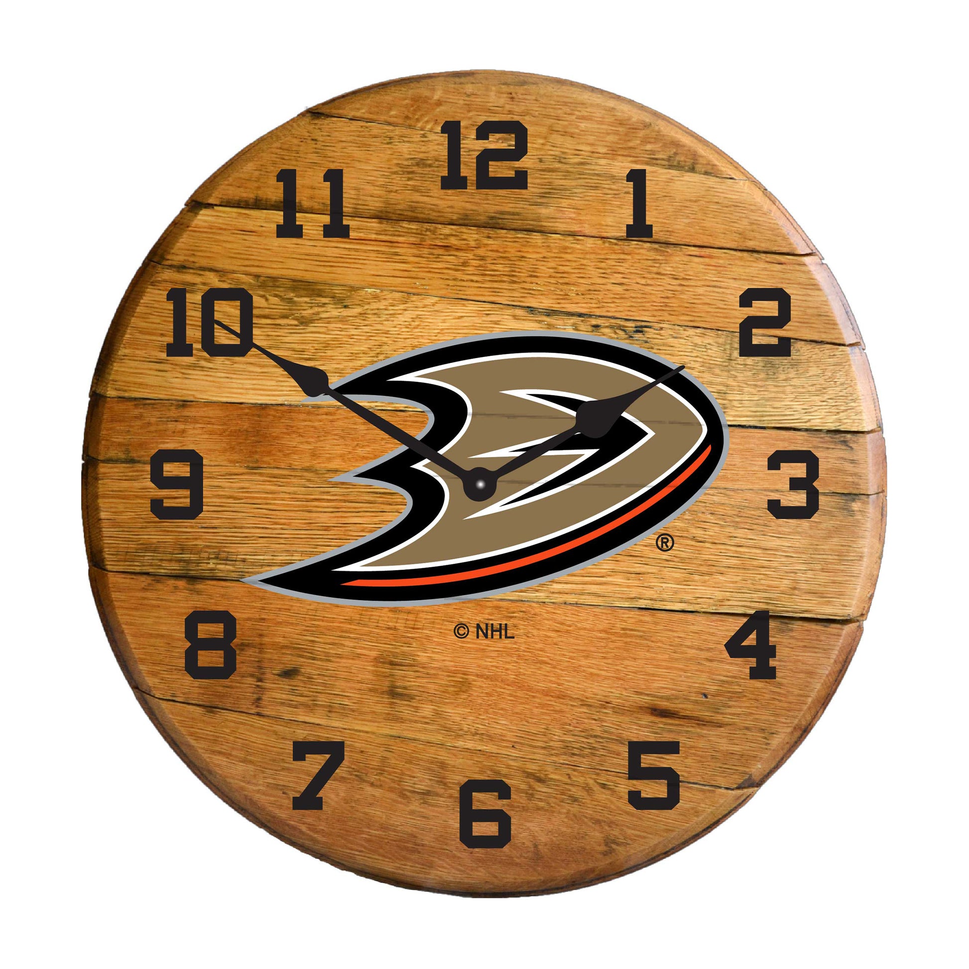 Anaheim Ducks whiskey barrel wall clock