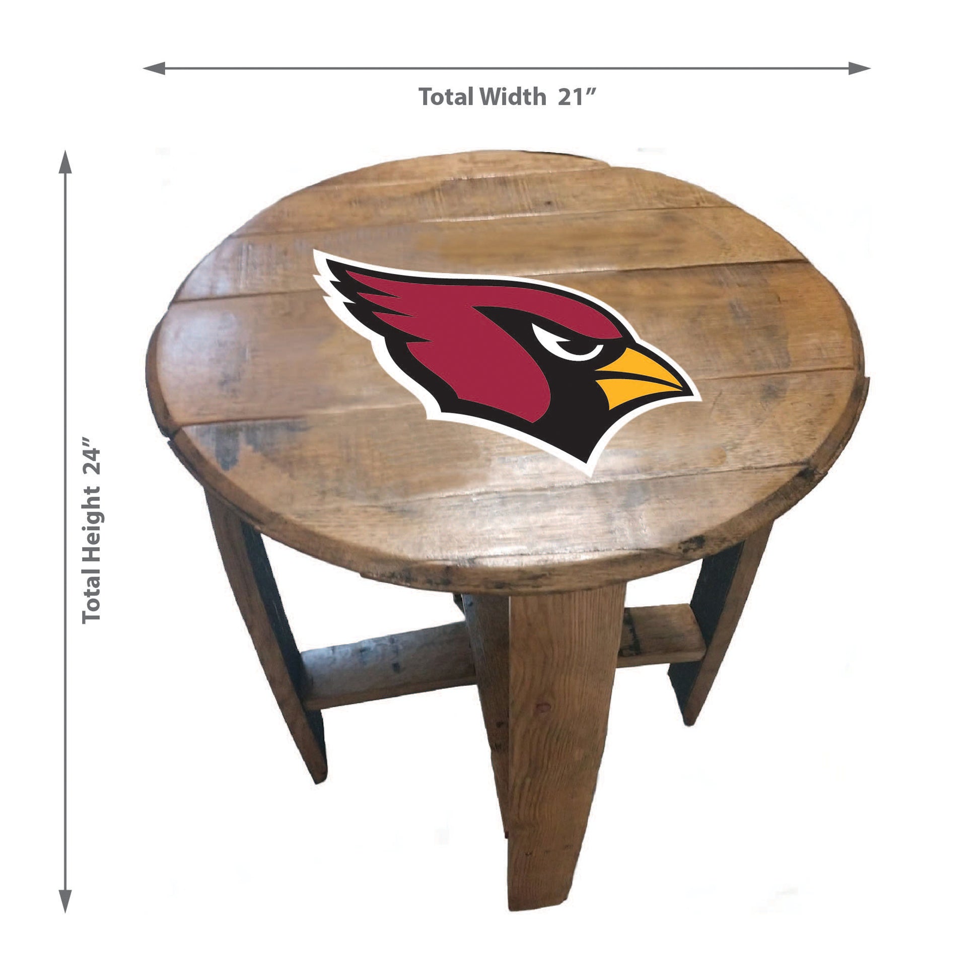 Arizona Cardinals whiskey barrel end table dimensions