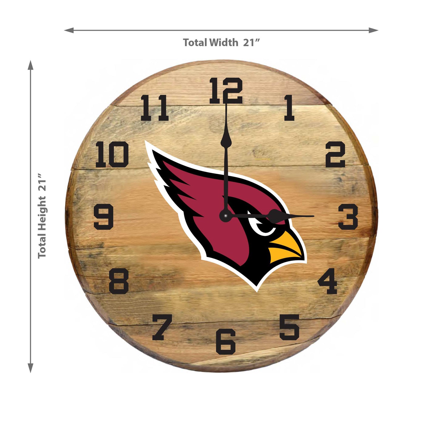 Arizona Cardinals whiskey barrel wall clock dimensions