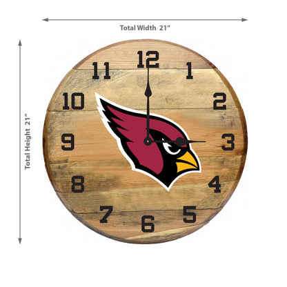 Arizona Cardinals whiskey barrel wall clock dimensions