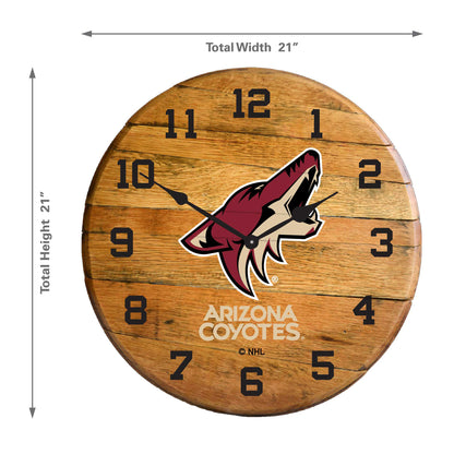 Arizona Coyotes whiskey barrel wall clock dimensions