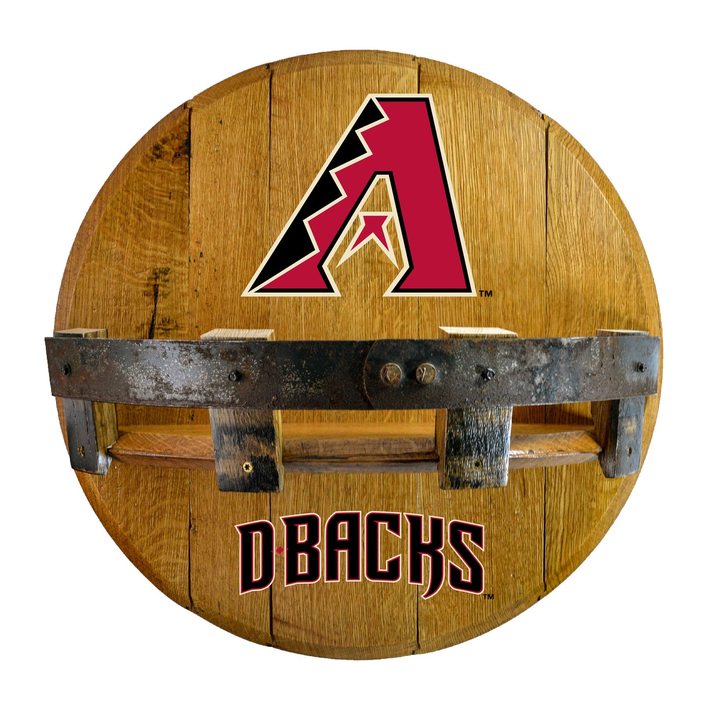 Arizona Diamondbacks whiskey barrel shelf