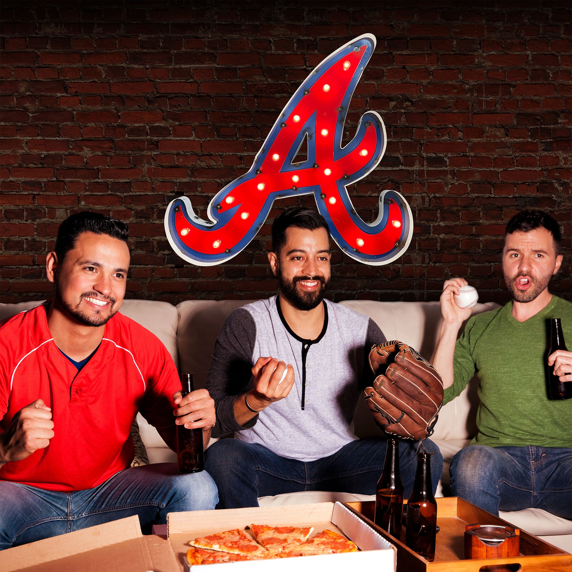 Atlanta Braves logo lighted metal man cave sign