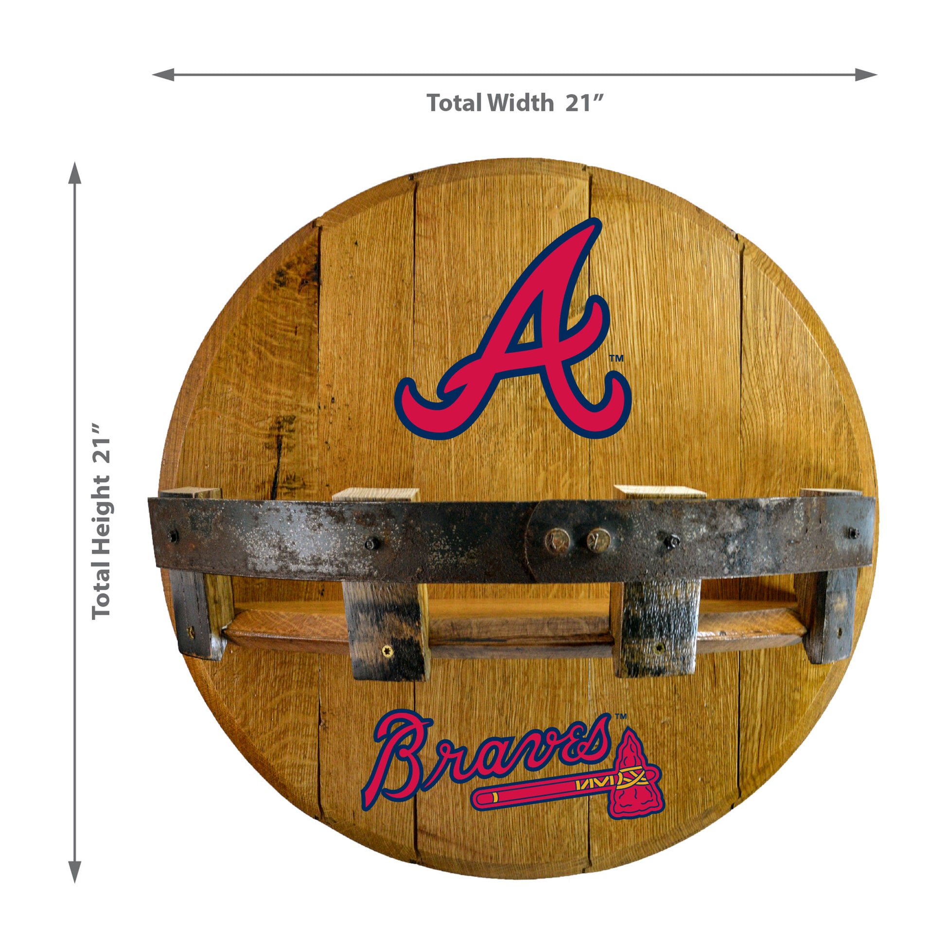 Atlanta Braves whiskey barrel shelf dimensions