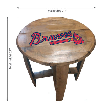 Atlanta Braves whiskey barrel end table dimensions