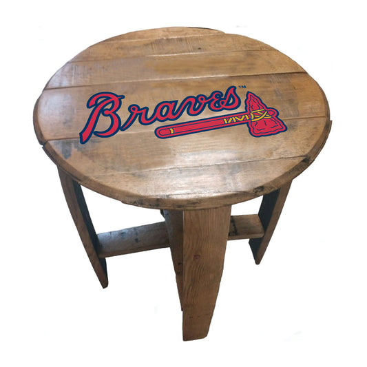 Atlanta Braves whiskey barrel end table
