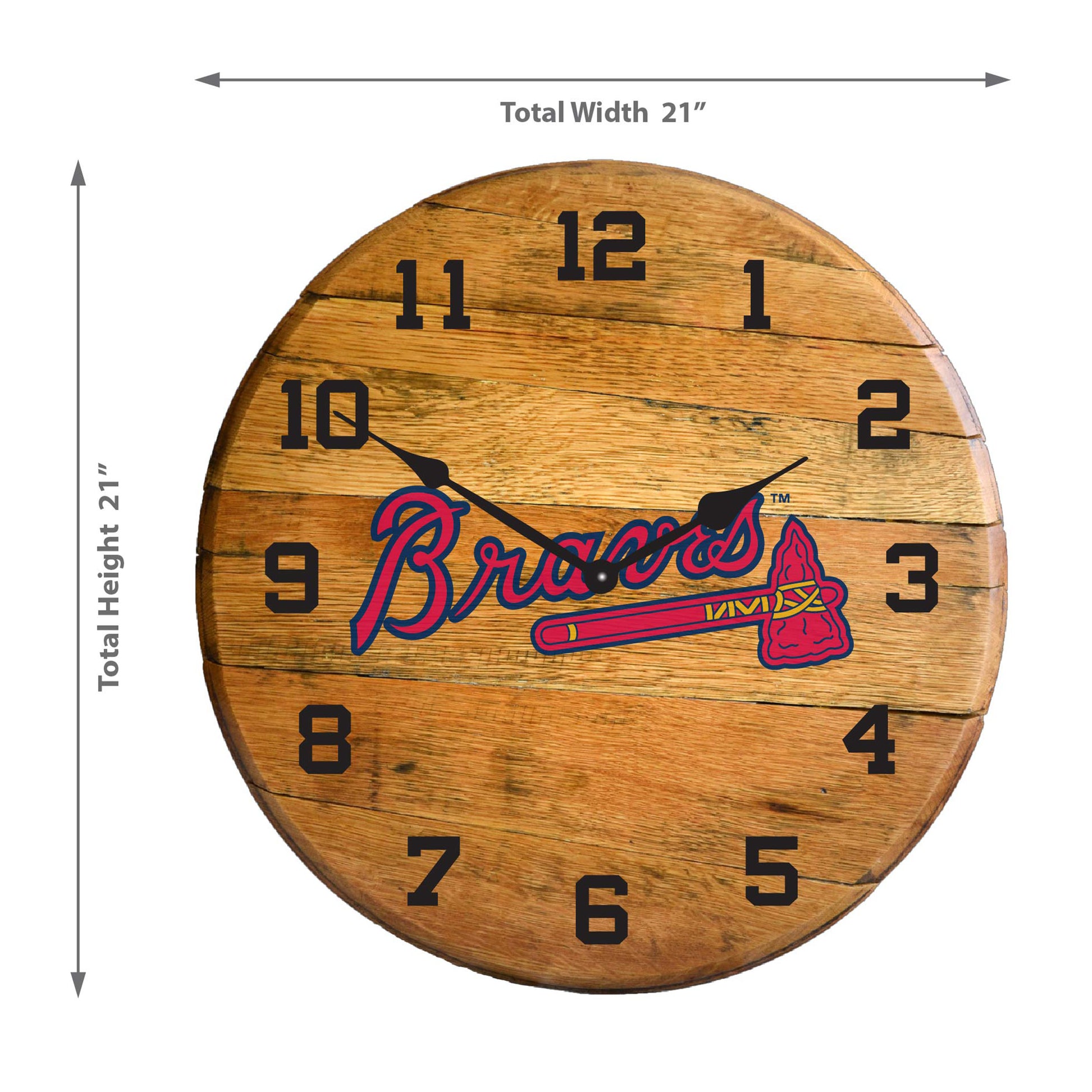 Atlanta Braves whiskey barrel wall clock dimensions