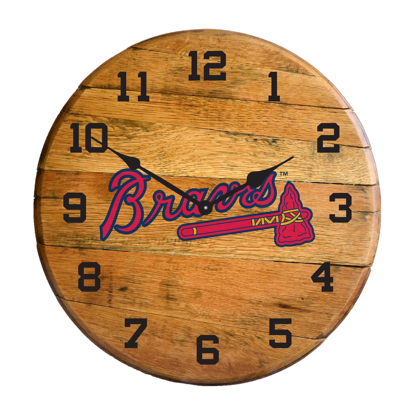 Atlanta Braves whiskey barrel wall clock