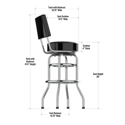 Atlanta Falcons Chrome Barstool dimensions