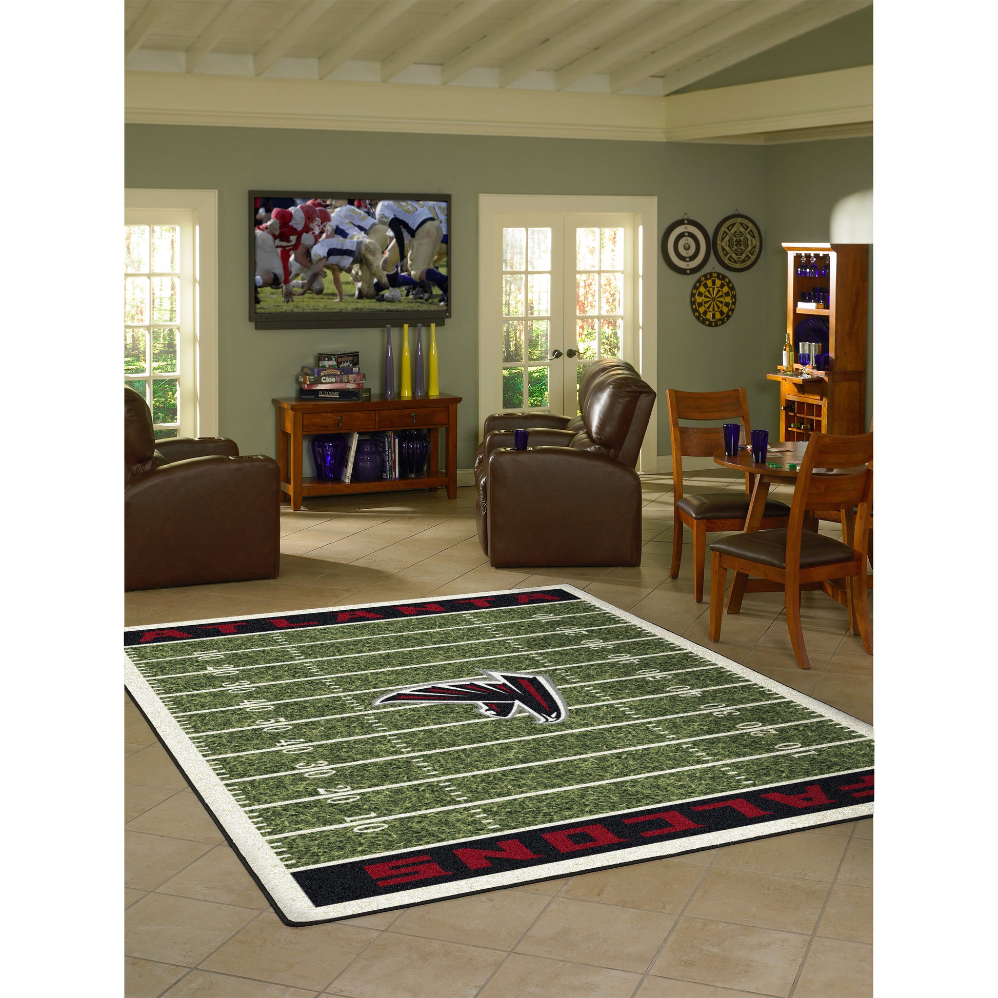 Atlanta Falcons home field style area rug lifestyle