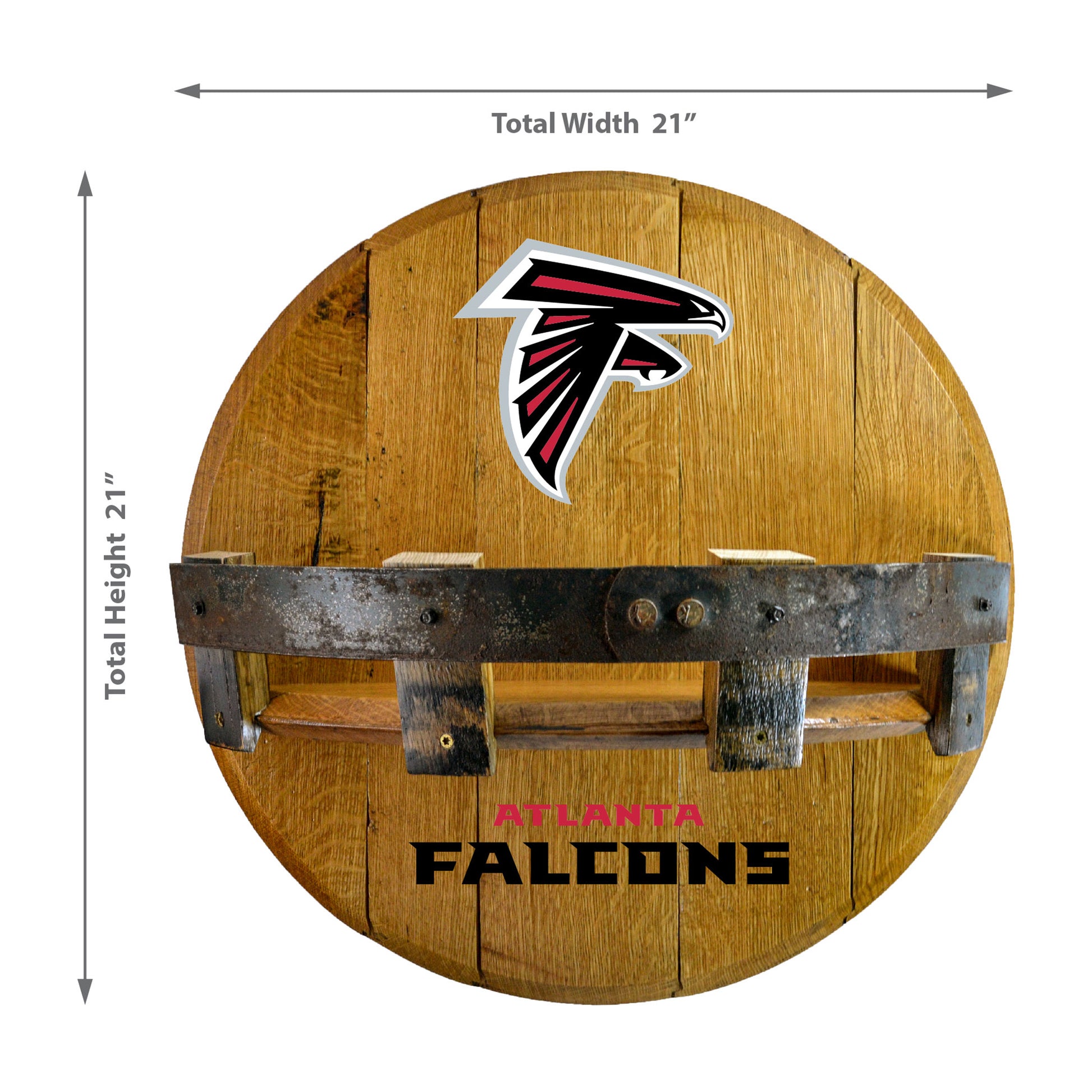 Atlanta Falcons whiskey barrel shelf dimensions
