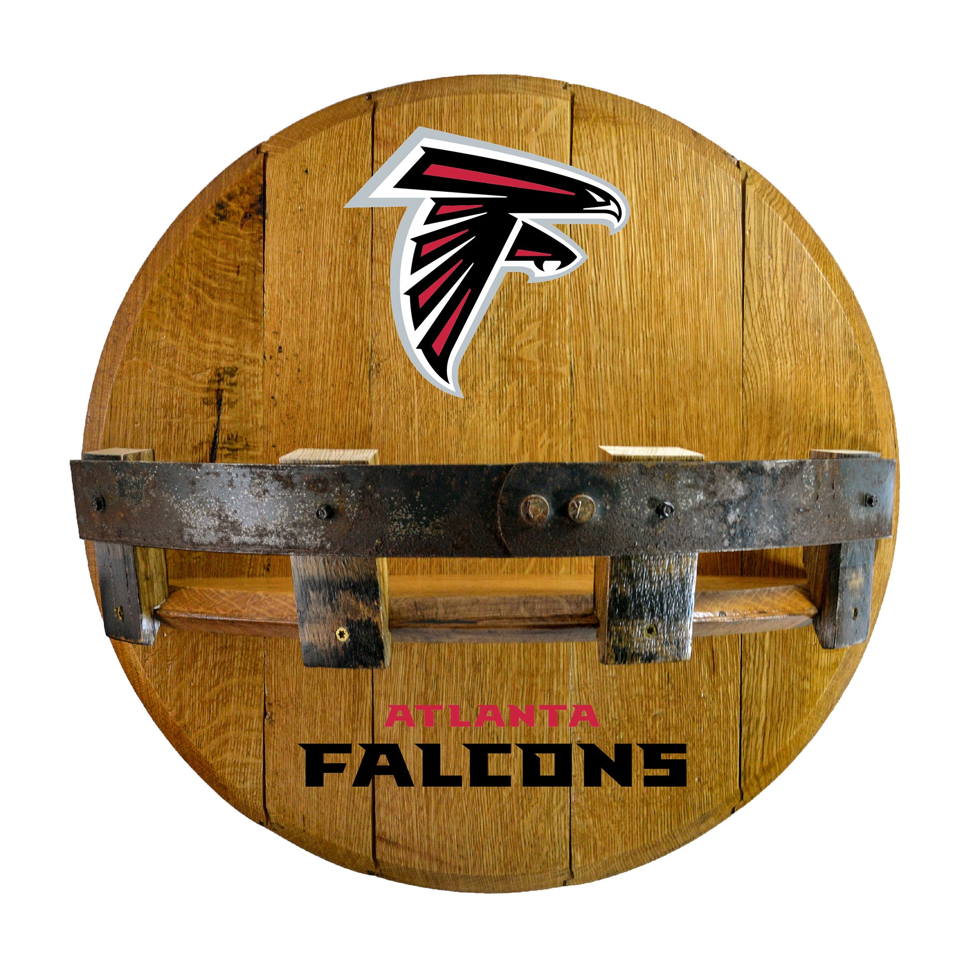 Atlanta Falcons whiskey barrel shelf