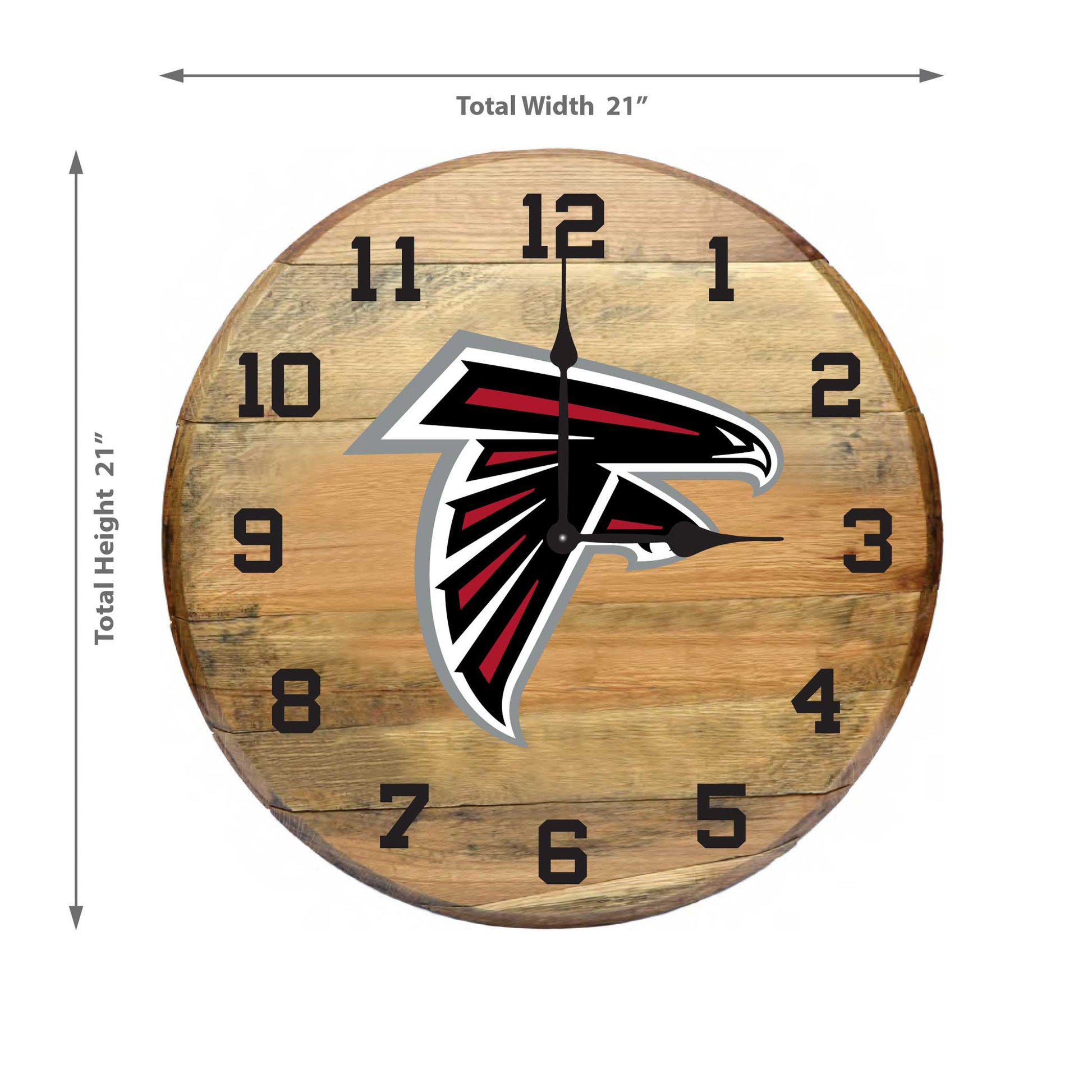 Atlanta Falcons whiskey barrel wall clock dimensions