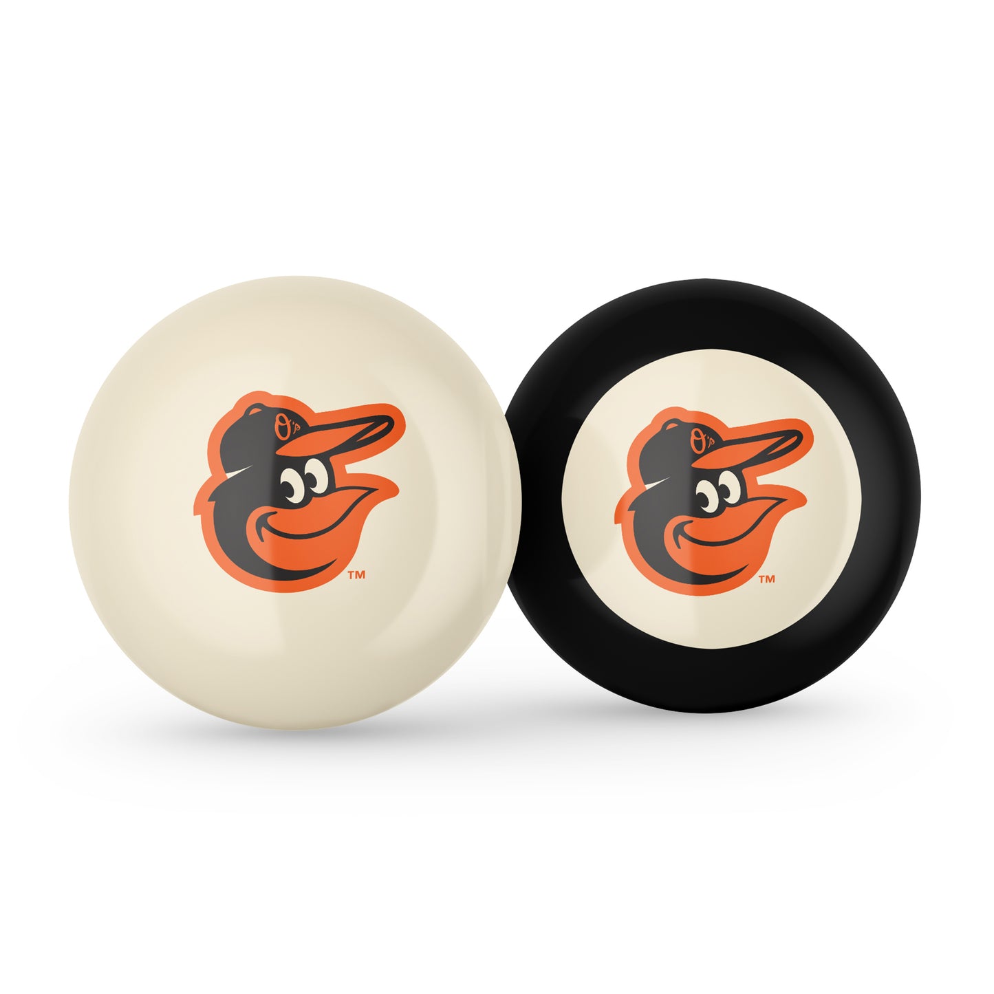 Baltimore Orioles cue ball and 8 ball