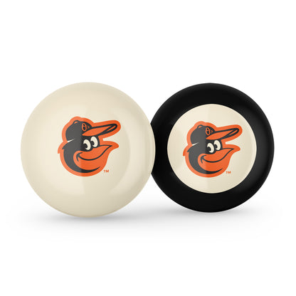 Baltimore Orioles cue ball and 8 ball
