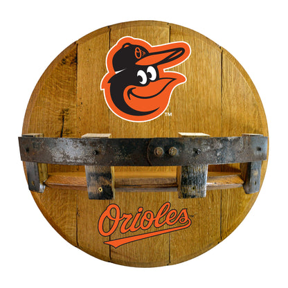 Baltimore Orioles whiskey barrel shelf