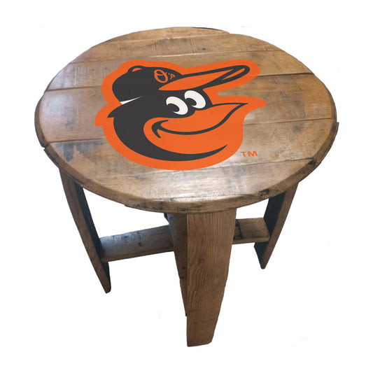 Baltimore Orioles whiskey barrel end table