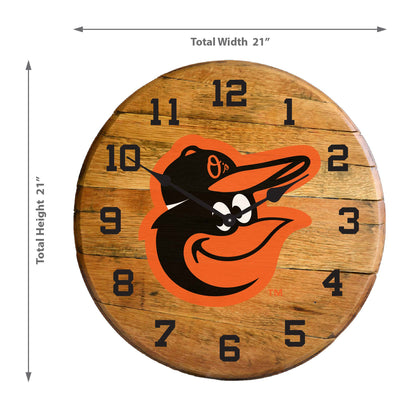 Baltimore Orioles whiskey barrel wall clock dimensions