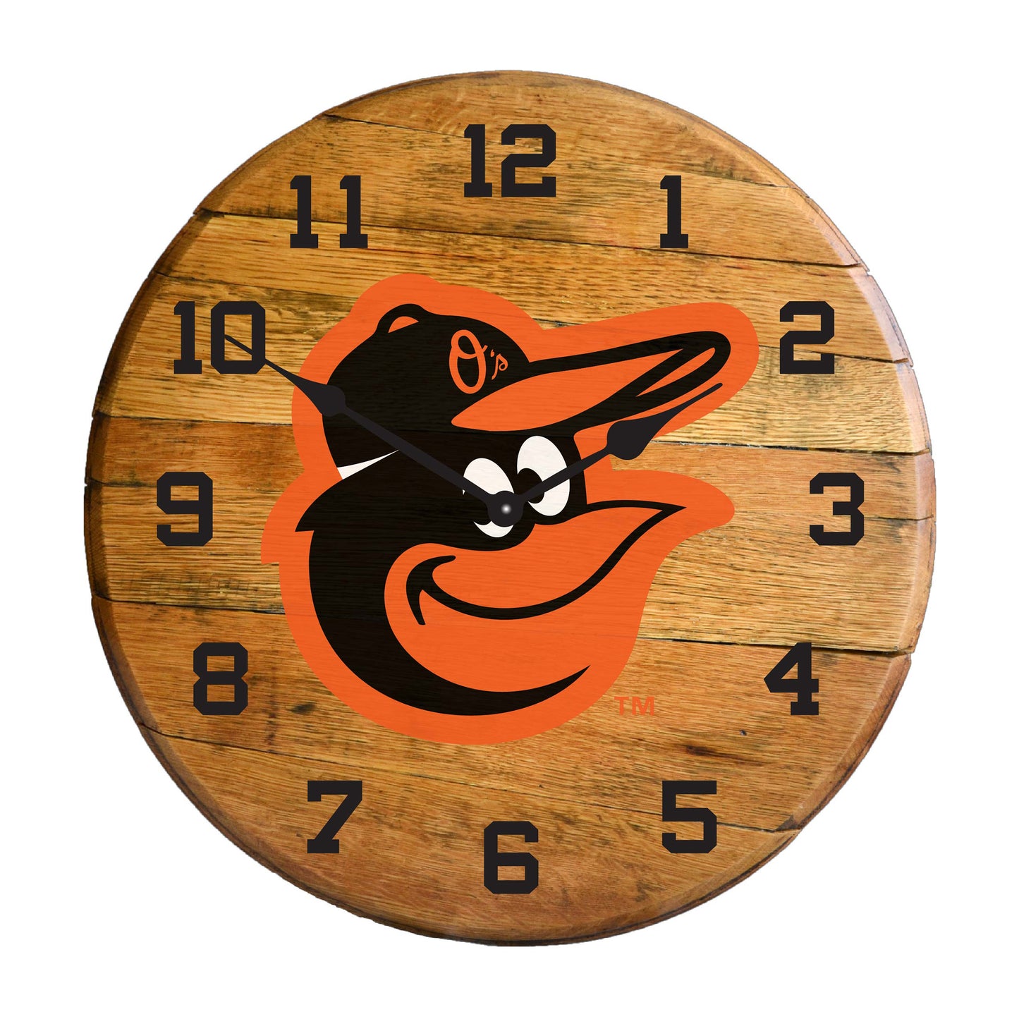 Baltimore Orioles whiskey barrel wall clock