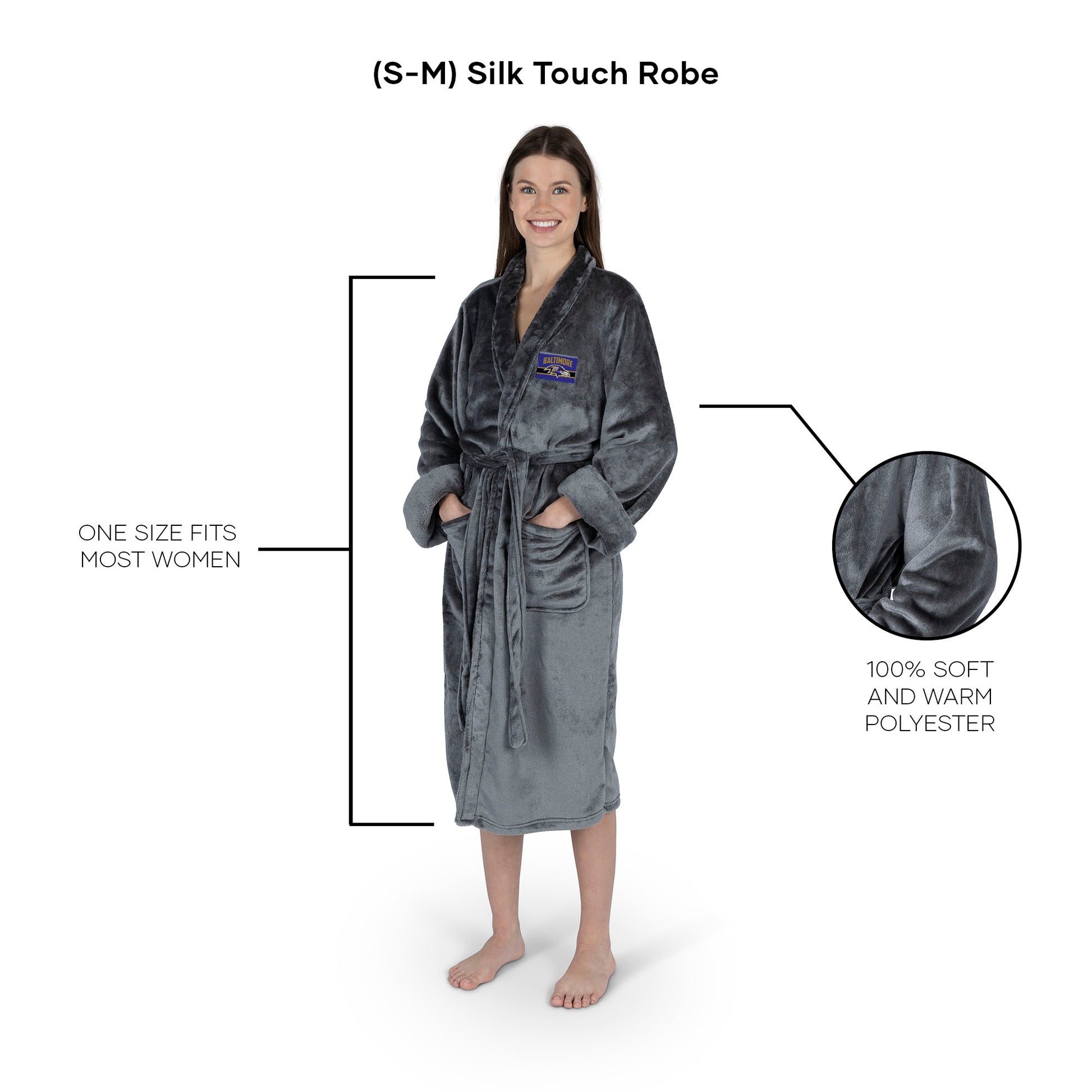 Baltimore Ravens silk touch charcoal women bathrobe