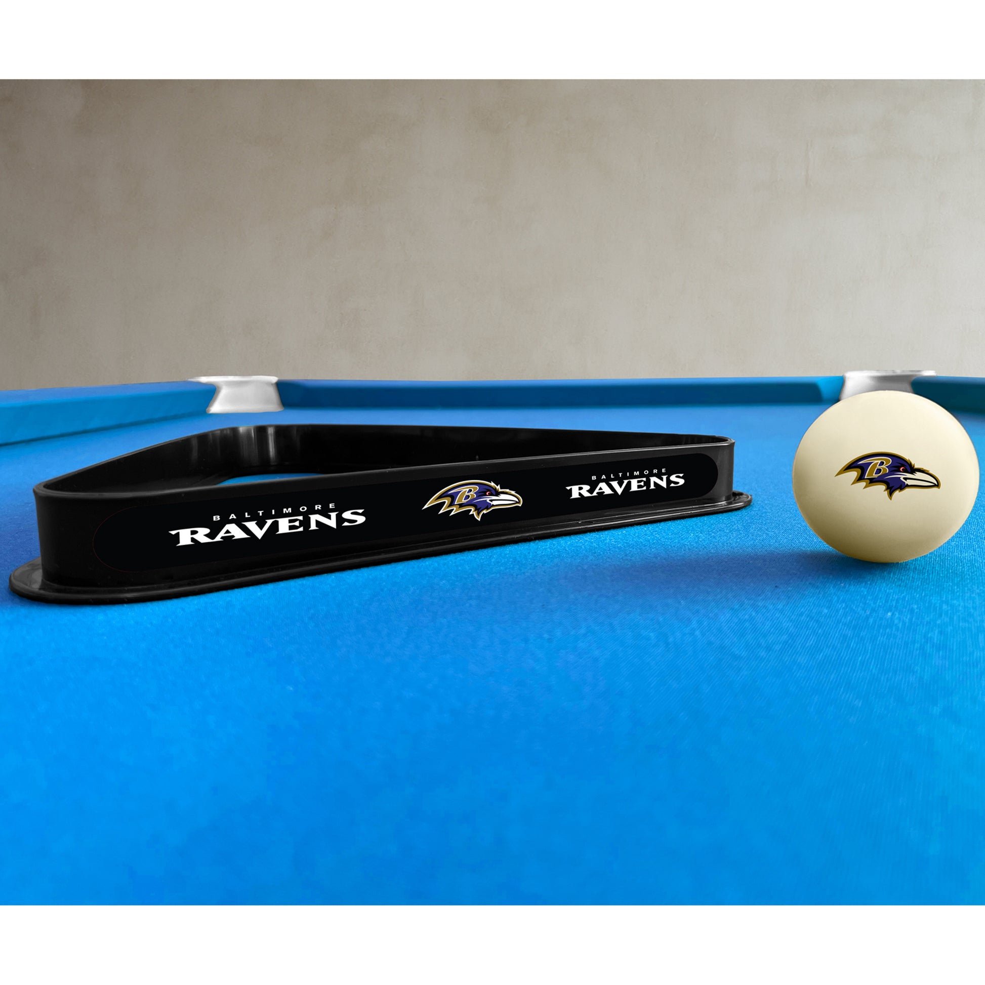 Baltimore Ravens triangle rack and cue ball set