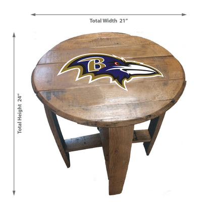 Baltimore Ravens whiskey barrel end table dimensions