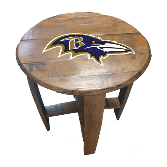 Baltimore Ravens whiskey barrel end table