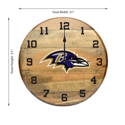 Baltimore Ravens whiskey barrel wall clock dimensions
