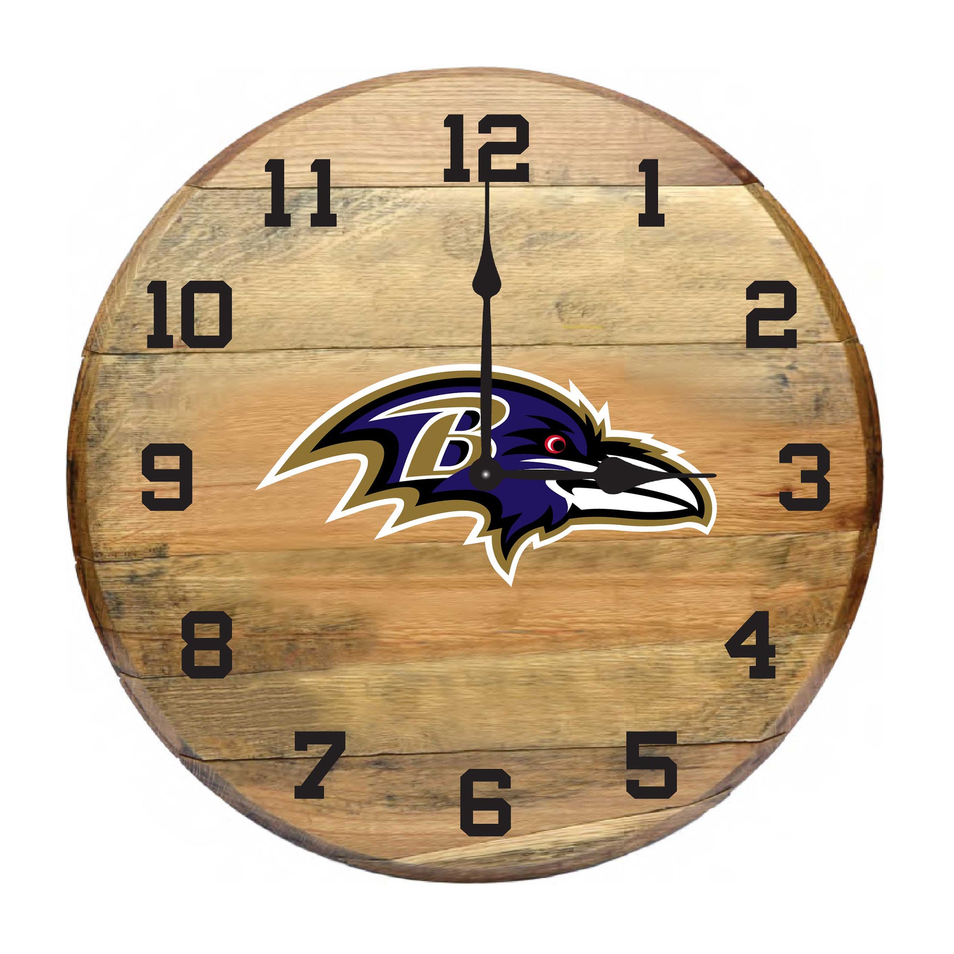 Baltimore Ravens whiskey barrel wall clock