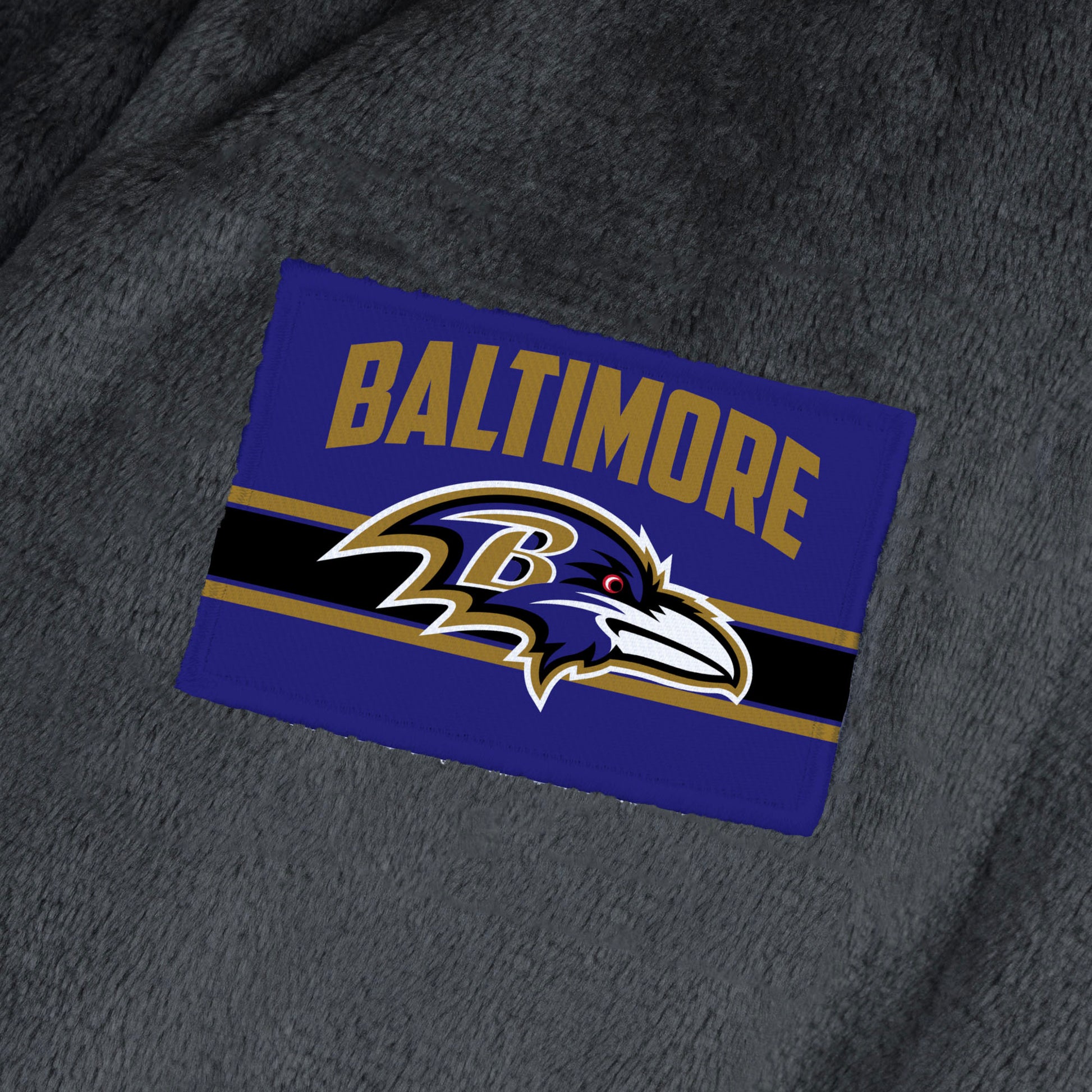 Baltimore Ravens team color bathrobe patch