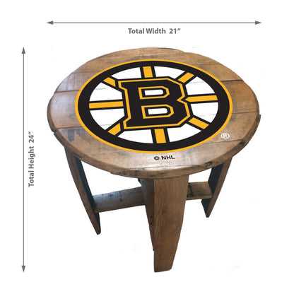 Boston Bruins whiskey barrel end table dimensions