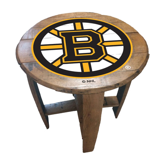Boston Bruins whiskey barrel end table