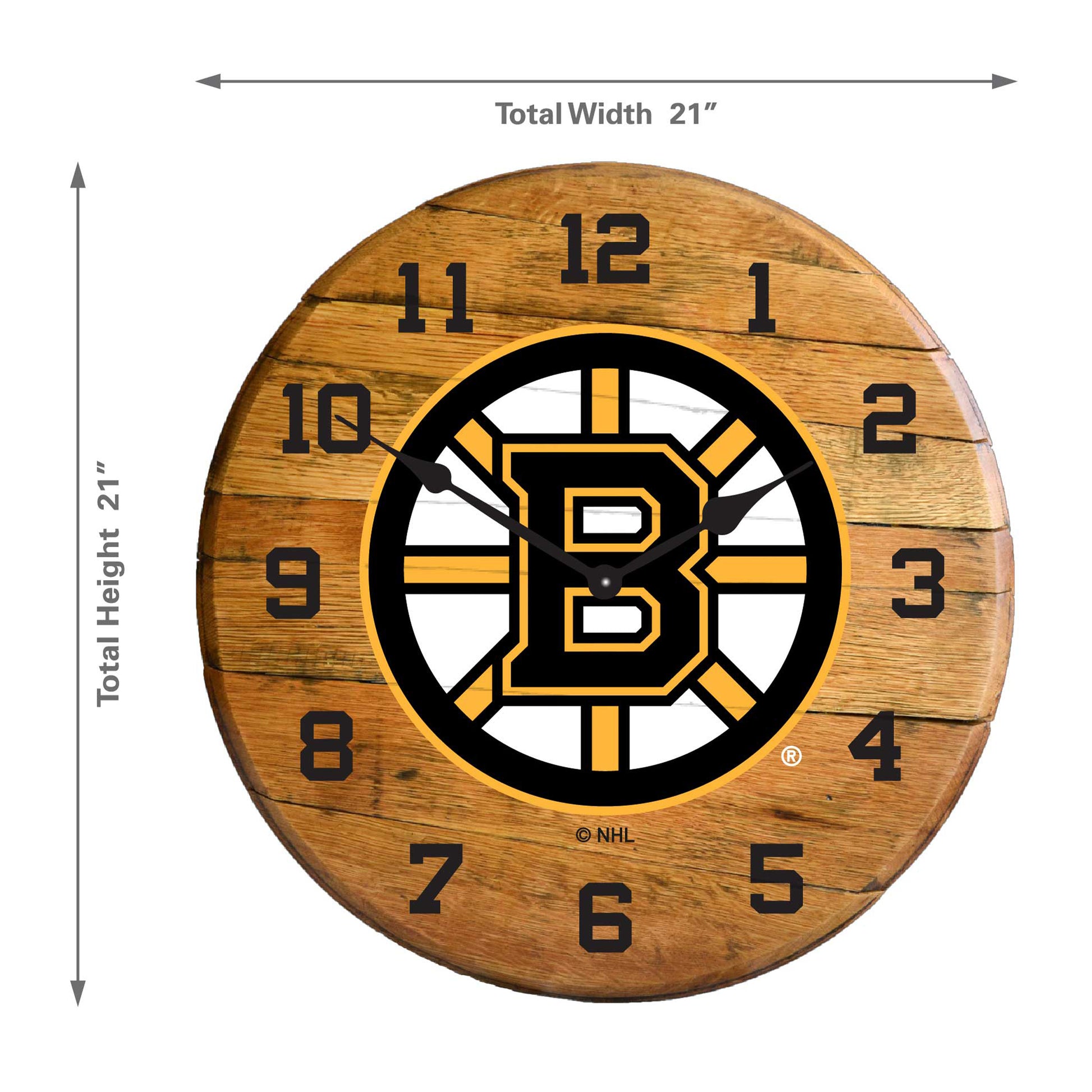 Boston Bruins whiskey barrel wall clock dimensions