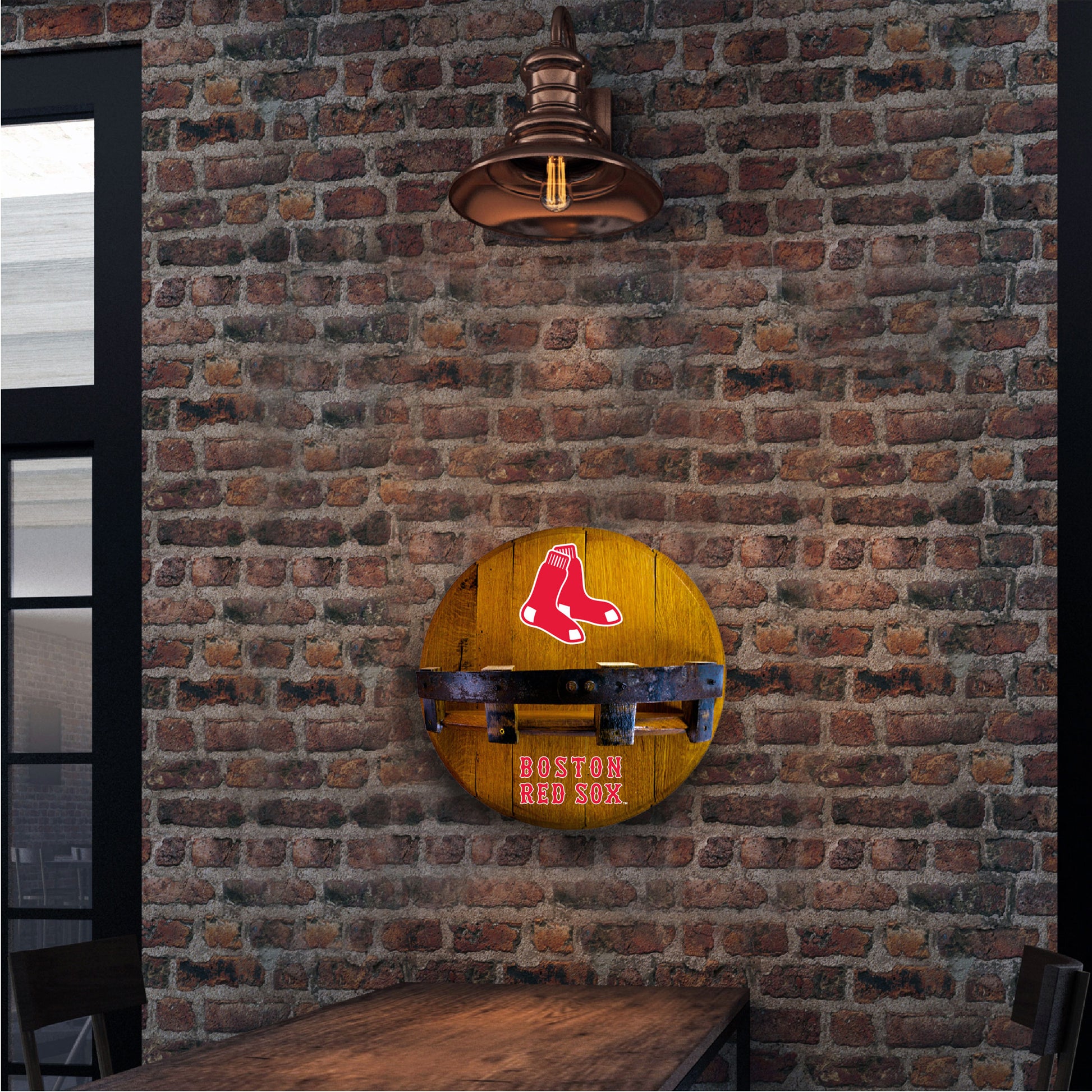 Boston Red Sox whiskey barrel shelf lifestyle