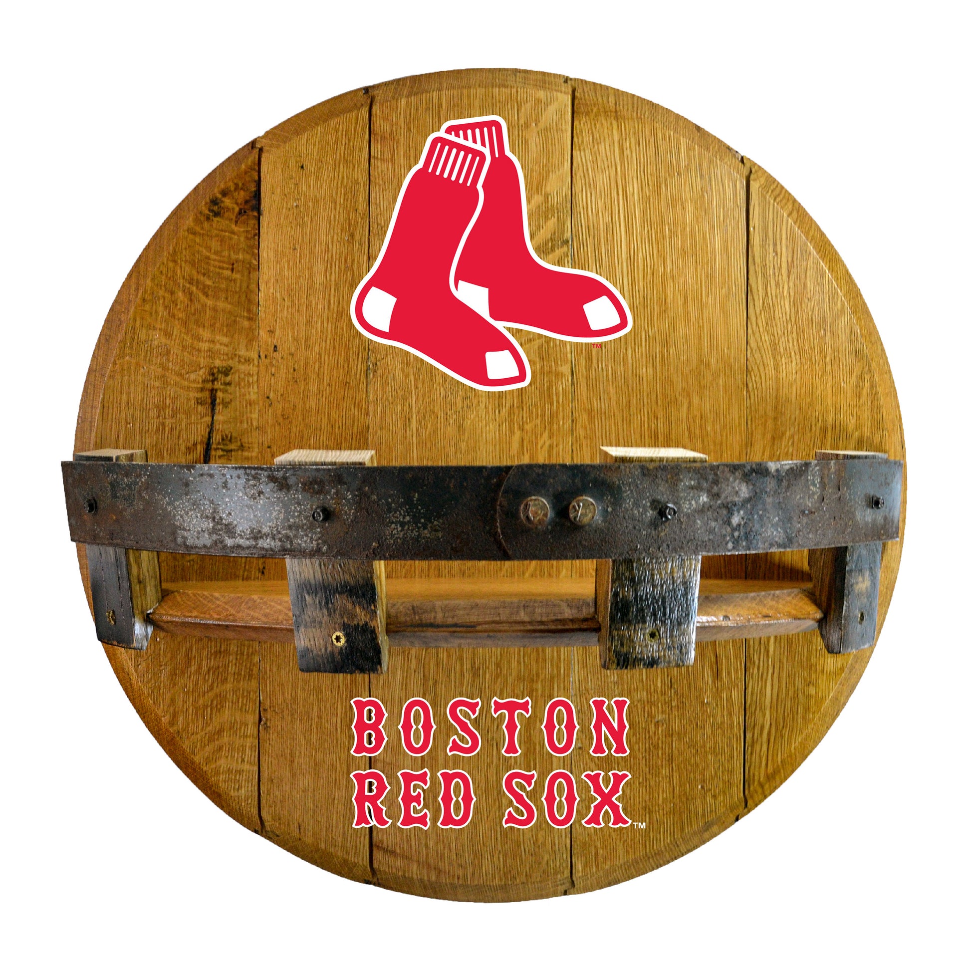 Boston Red Sox whiskey barrel shelf